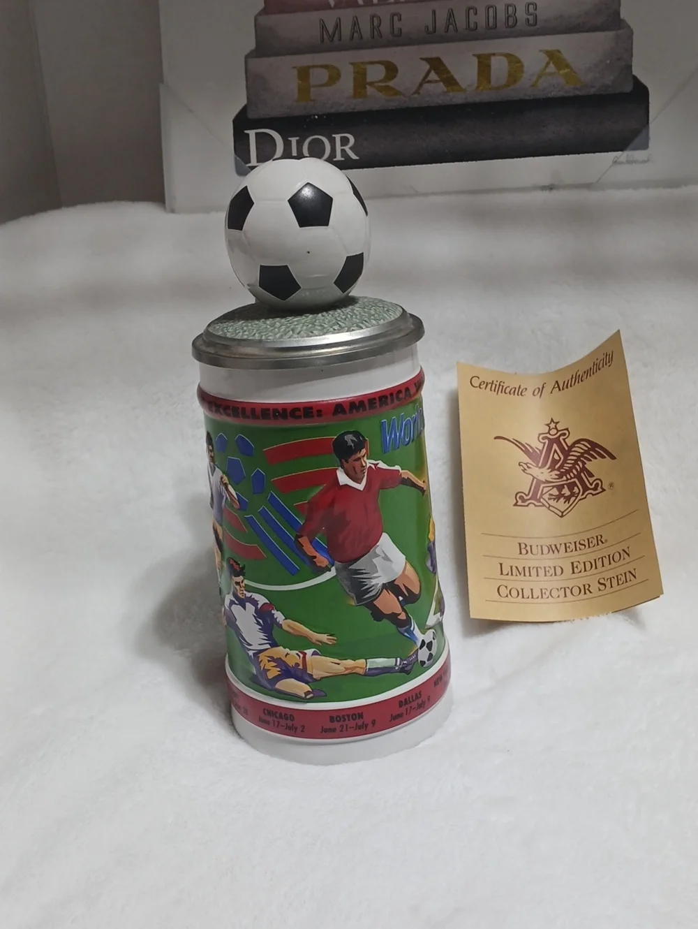 Vintage Budweiser Limited Edition Green Soccer Collector Stein NWOT